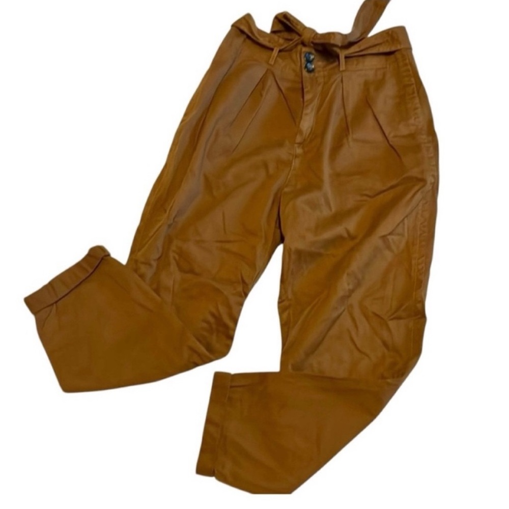 Free People Brown High-Waisted Paper Bag Trousers Pants 0